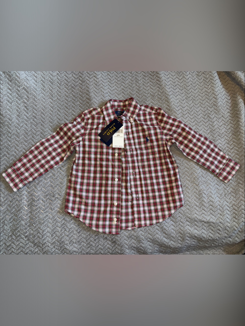 Polo by Ralph Lauren Red, White & Green Plaid Button-Down Shirt
